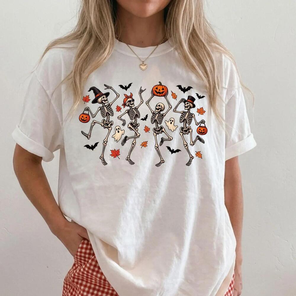 Dancing Skeletons Halloween Shirt, Spooky Party Skeleton Tee